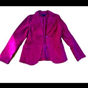 Red Suede Genuine Leather Jacket Coat Blazer Women's Size Large Western Cowgirl
